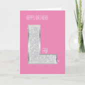 Rosa Silberbuchstabe L Karte (Vorderseite)