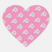 Rosa Silberbuchstabe P Herz-Aufkleber (Vorderseite)