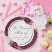 Rosa Silberfarben Wasserfarbenflorale Beerdigung Pappteller (Party)