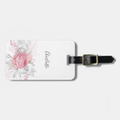 Rosa, silberfarbenes Blattsilber Gepäckanhänger (Vorderseite horizontal)