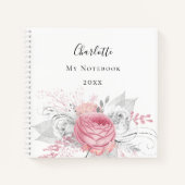 Rosa, silberfarbenes Blattsilber Notizblock (Vorderseite)