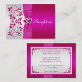 Rosa, Silberflorale Hochzeitskarte Begleitkarte (Vorne/Hinten)