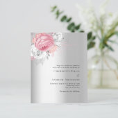 Rosa Silberfloralen Budget Einladung zur Hochzeit (Stehend Vorderseite)