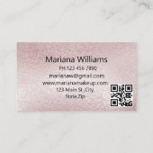 Rosa Silberfolie qr Code-Make-up-Künstler Visitenkarte (Rückseite)
