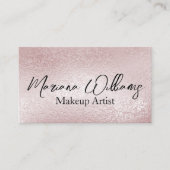 Rosa Silberfolie qr Code-Make-up-Künstler Visitenkarte (Vorderseite)