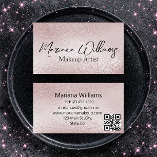 Rosa Silberfolie qr Code-Make-up-Künstler Visitenkarte