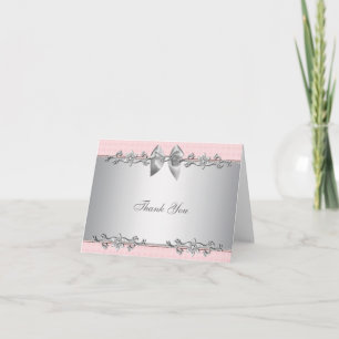 Rosa silberne Babyshower-Geschenk-Dankeskarten Dankeskarte