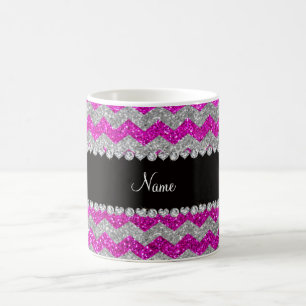 Rosa silberne Glitterneonsparren des individuellen Kaffeetasse