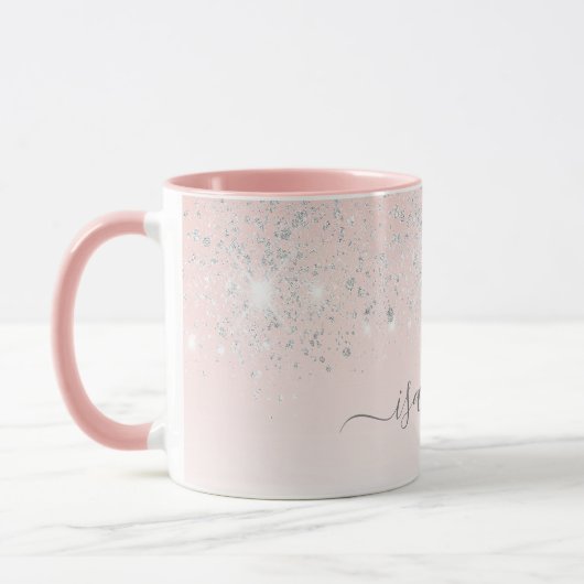 Rosa silberne Glitzern Tasse (Links)