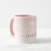 Rosa silberne Glitzern Tasse (Vorderseite Links)
