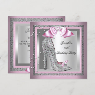 Rosa silberne graue High Heel Schuhe Geburtstagsfe Einladung