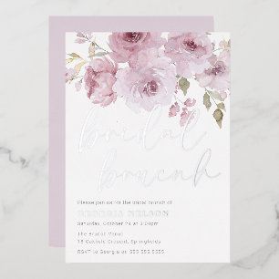 Rosa & Silberne Hochzeitsdusche Bridal Brunch Folieneinladung