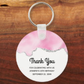 Rosa & Silberne Imitate Glitzer Border Stilvoll Ge Schlüsselanhänger (Vorderseite)