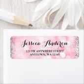 Rosa Silberne Imitate Glitzer Lights Rücksendeadre (Insitu)