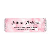 Rosa Silberne Imitate Glitzer Lights Rücksendeadre (Vorne)