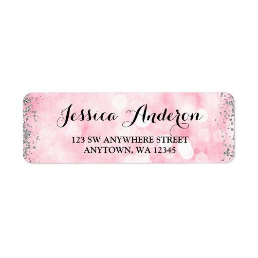 Rosa Silberne Imitate Glitzer Lights Rücksendeadre (Vorne)