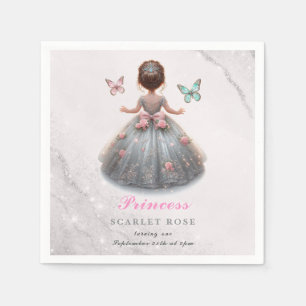 Rosa silberne Prinzessin-Kröte Geburtstagsparty Ma Serviette