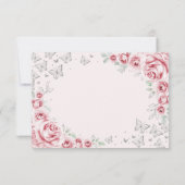Rosa silberne Quinceanera-Antwort RSVP Karte (Rückseite)
