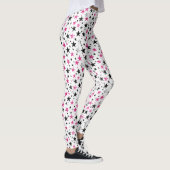Rosa Silberne Schwarze Sterne Leggings (Rechts)