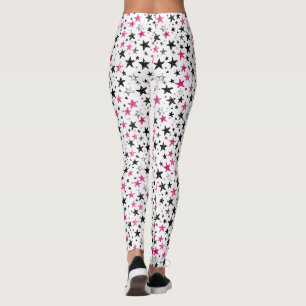 Rosa Silberne Schwarze Sterne Leggings