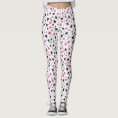 Rosa Silberne Schwarze Sterne Leggings (Vorderseite)