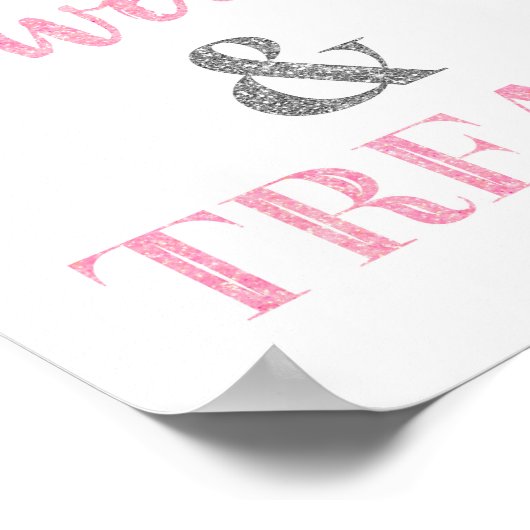 Rosa Silberne Süßigkeiten und Leckereien Nachtisch Poster (Ecke)