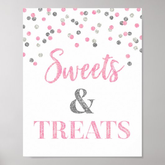 Rosa Silberne Süßigkeiten und Leckereien Nachtisch Poster (Vorne)