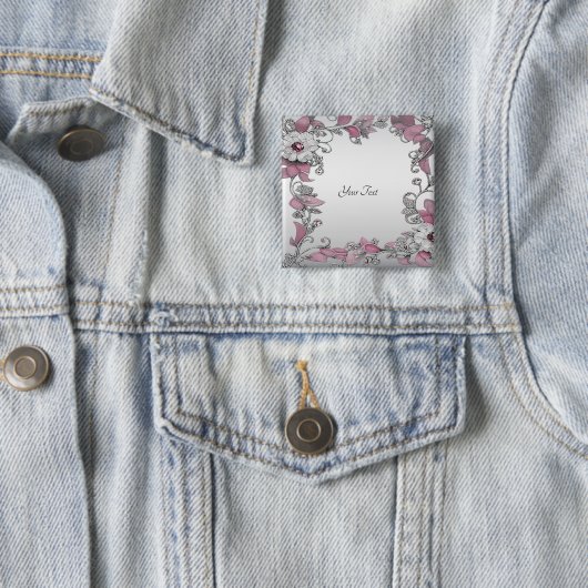 Rosa Silberne weiße Blumentaste Button (Beispiel)