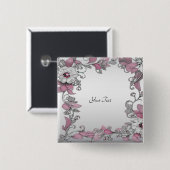 Rosa Silberne weiße Blumentaste Button (Vorne & Hinten)