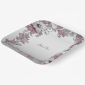Rosa Silberne weißes Blatt Papier Pappteller (Gewinkelt)