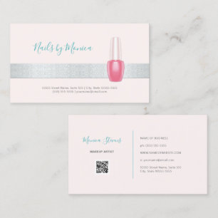 Rosa silberner Glitter-Nageltechniker Visitenkarte