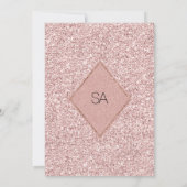 Rosa silberner Glitter-Pfingstrosen-Blumen-Tischnu Einladung (Rückseite)