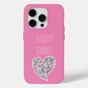 Rosa Silberner Glitzer Herz Case-Mate iPhone Hülle