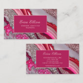 Rosa Silberner Glitzer Marmorskulptur Visitenkarte (Vorne/Hinten)