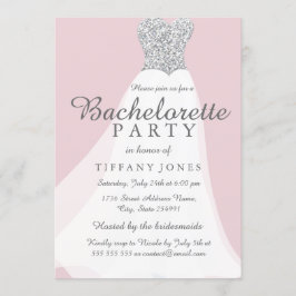 Rosa Silberner Glitzer Weißer Junggeselinnen-Absch Einladung