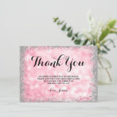 Rosa silberner Imitat-Glitzer beleuchtet Bonbon 16 Dankeskarte (Stehend Vorderseite)