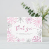 Rosa Silberschneeflocken Babydusche Danke (Stehend Vorderseite)