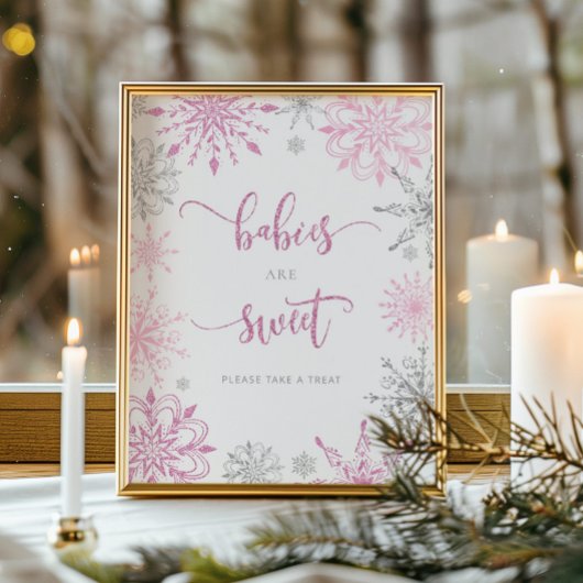 Rosa Silberschneeflocken Babys sind süßes Poster