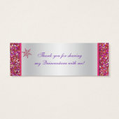 Rosa, Silberschneeflocken Quinceanera Gefallen Tag (Rückseite)