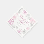 Rosa Silberschneeflocken säumen draußen die Kälte Serviette (Ecke)