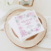 Rosa Silberschneeflocken säumen draußen die Kälte Serviette