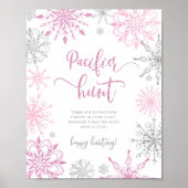 Rosa Silberschneeflocken Schnuller Jagdspiel Poste Poster (Vorne)