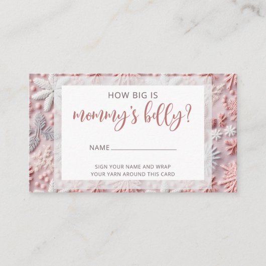 Rosa Silberschneeflocken Wie groß ist Mama's Bauch Begleitkarte (Vorderseite)