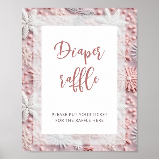 Rosa Silberschneeflocken Windelwinddusche Poster (Vorne)