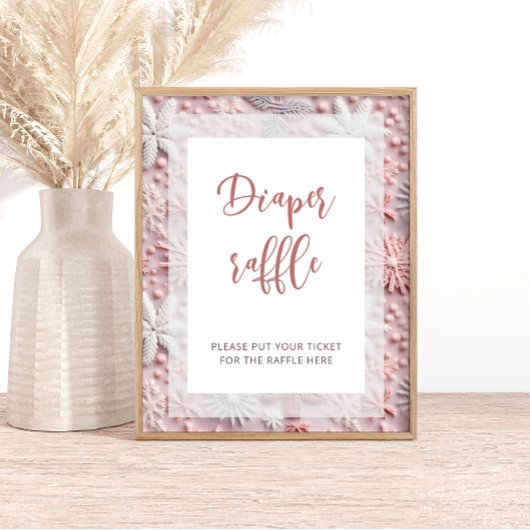 Rosa Silberschneeflocken Windelwinddusche Poster