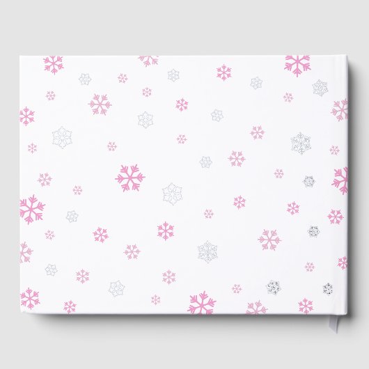 Rosa Silberschneeflocken Winter Girl Babydusche Gästebuch (Rückseite)