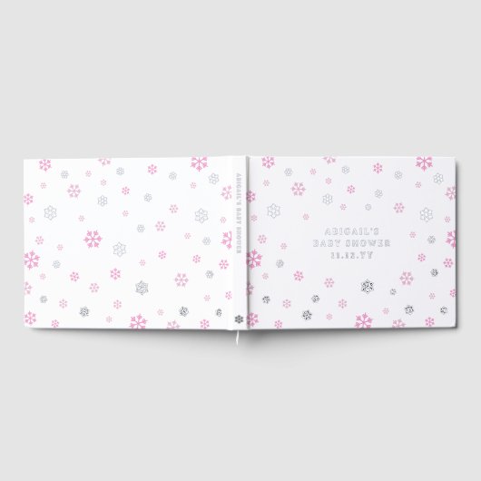 Rosa Silberschneeflocken Winter Girl Babydusche Gästebuch (Voll)
