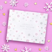 Rosa Silberschneeflocken Winter Girl Babydusche Gästebuch