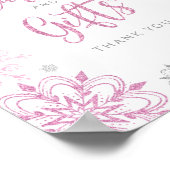 Rosa Silberschneeflocken Winter Karten und Geschen Poster (Ecke)