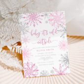 Rosa Silberschneeflocken Wintermädchendusche Einladung